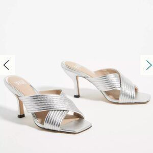 PAIGE Women's Leigh Sophisticated Yacht Party Leather Sandals in Silver 9